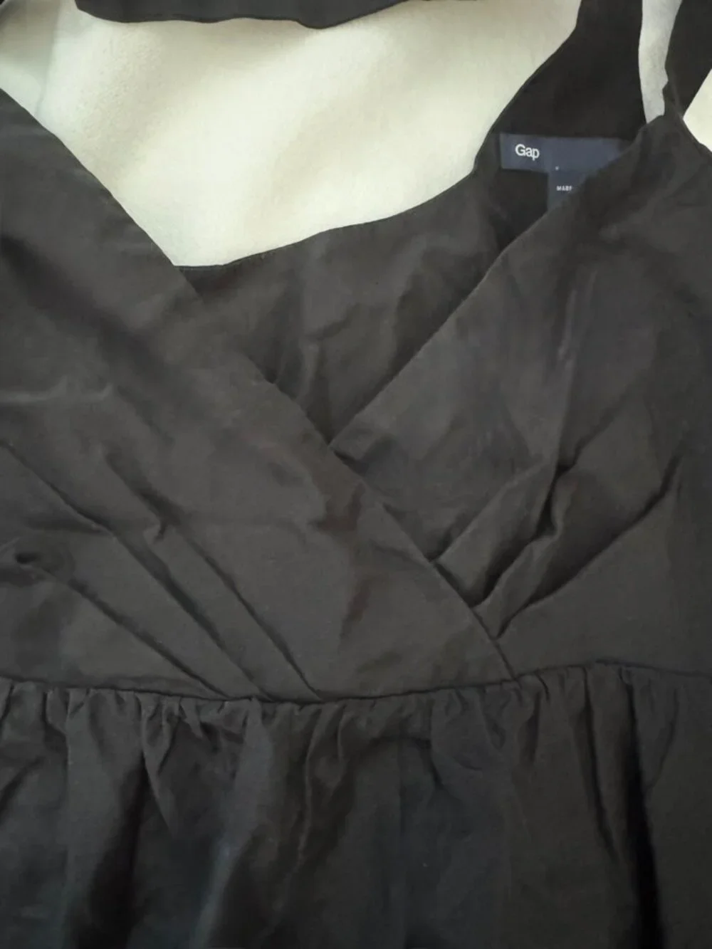 GAP Cross Back Babydoll Silk Cotton Cocktail Dress Black Midi Women's - 6 - Picture 7 of 8